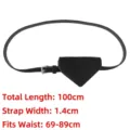 Black suede waist bag belt with 100cm length and 1.4cm width. - Style B (Plain Slim) / Black