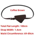 Coffee brown suede belt accessory featuring a small triangular pouch for tiny items - Style B (Plain Slim) / Coffee