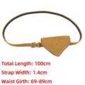 Adjustable suede waist belt with a triangle pouch in tan for women's accessories - Style B (Plain Slim) / Yellow