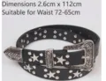 American retro Y2K black belt for women featuring silver star studs and carved buckle - Style E / Black