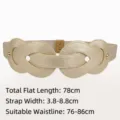 Elastic gold punk style wide waist belt with metallic buckle for dresses and coats - Style A / Gold