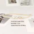 Elegant beige elastic waist belt with decorative gold horseshoe buckle for women dresses - Skinny (Length 63cm) / Apricot