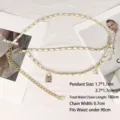 Elegant gold-tone woven metal chain belt with stylish lock pendants for women fashion - Gold and White