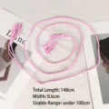 Pink braided waist rope with tassels, 148cm length versatile knot belt for dresses - Pink