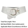 Wide white crocodile texture corset belt with elegant golden buckle for women dresses - Style B Gold Buckle (XH908) / Length 79cm (Fits Waist 69-85cm) / Off White