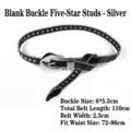 Punk style black leather belt featuring silver star rivets and a smooth metal buckle - 110cm / Smooth Buckle Star Studded