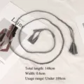 Elegant gray vintage braided waist rope belt with tassels for women's dress decoration - Gray