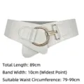 Elegant wide white corset belt with crocodile skin texture and golden metal buckle - Style B Gold Buckle Extended (XH908) / Length 89cm (Fits Waist 79-99cm) / Off White