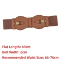 Brown elastic wide waist belt with decorative bow faux leather buckle for dresses - Style C / Camel
