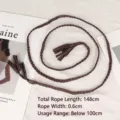Retro brown braided waist rope belt with decorative tassels for dresses and sweaters - Coffee