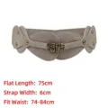 Vintage punk style wide elastic waist belt with rivets in beige color for women - Style D / Khaki