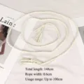 Elegant white vintage braided waist rope belt with decorative tassels for dresses and sweaters - Off White