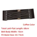 Vintage punk style elastic waist belt with silver rivets in coffee brown finish - Style E / Coffee