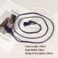 Navy blue braided waist rope belt with tassels, 148cm length for dresses and sweaters - Dark Blue