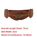 Vintage brown elastic wide waist belt for women with elegant decorative metal buckle - Style D / Camel