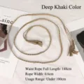 Vintage braided waist rope belt in deep khaki color with tassel detail for dresses - Dark Khaki