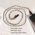 Retro tri-color braided waist rope belt with tassels for dresses and sweaters decoration - Black White Brown