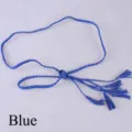 Handmade vintage braided waist rope belt with decorative tassels in vibrant blue color - Blue