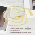 Retro yellow braided waist rope for dresses and sweaters, 148cm length skinny tie belt - Yellow