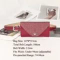Red punk studded belt bag with adjustable waist strap and silver buckle - Style B / Red