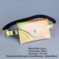 Golden iridescent holographic waist bag belt with adjustable strap for women - 100x2.5cm Belt (17x11cm Bag) / Gold