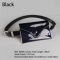 Piccola borsa laser olografica nera con cintura decorativa regolabile da 100 cm da donna - Cintura 100x2,5cm (Borsa 17x11cm) / Nero