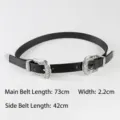 Cintura decorativa nera vintage Y2K con doppia fibbia e hardware in argento decorato - Fibbia doppia (lunghezza fissa) / Nero con doppia fibbia d'argento
