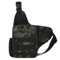 Outdoor camouflage tactical sling bag for men, lightweight crossbody bag with bottle holder - Green Camo
