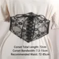 Style G: Wide black floral lace-up elastic corset belt for women, waist size 72-85cm - Black Style G