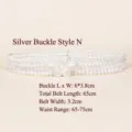 Elegant four-row pearl elastic belt with silver rhinestone flower buckle - N款银扣 65cm