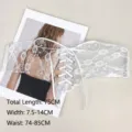 Elegant white lace elastic waist belt with an adjustable lace-up design for women dresses - White Style H