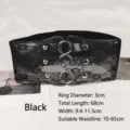 Elegant black lace wide elastic corset belt featuring silver rings and studs for women - Black Style D