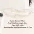 Elegant four-strand white pearl elastic waist belt with a sparkling rhinestone flower buckle - Q款 65cm