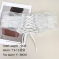 Elegant white floral lace elastic corset belt with ribbon lace-up front for women - White Style B