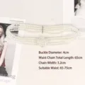 Elegant four-strand pearl waist belt with silver rhinestone flower buckle for women - J款银色 65cm
