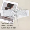 Elegant white transparent lace corset belt with elastic waist for women's dresses - White Pumpkin Style G
