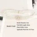 Elegant four-row pearl waist belt with gold rhinestone flower buckle for women - I款金色 65cm