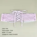 Elegant pink lace elastic corset belt with lace-up ribbon detail for Lolita style dresses - Pink Style H