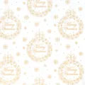 Carta da regalo natalizia dorata con motivo a palline Merry Christmas e fiocchi di neve - Palline in Lamina d'Oro / 1 Rotolo