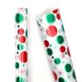 Glänzende rote und grüne Weihnachts-Geschenkpapierrollen mit festlichen Schneeflocken - Eiskristall Geflüster / 1 Rolle (43cm*3m)
