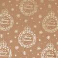 Papel de regalo kraft navideño con lámina dorada, diseño Merry Christmas y copos de nieve - Serie de Navidad Bola de Navidad Dorada / 43cm*3m