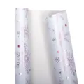 Hochwertiges weißes Geschenkpapier mit glänzend metallischem lila Schneeflockenmuster - Weihnachtsserie - Schneekronenmärchen (Rolle) / 43cm*3m