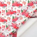 Weihnachtsgeschenkpapierrolle mit nostalgischem rotem Truck und Geschenk-Mustern - Weihnachtsserie - Roter LKW Kieferschatten / 43cm*3m