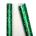 Premium metallisch grüne Weihnachtsgeschenkpapier-Rolle mit bunten Polka-Dot-Mustern - Kieferngeist Tanz / 1 Rolle (43cm*3m)