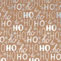 Patrón HO HO HO y copos de nieve plateados holográficos en papel kraft marrón - Christmas Series Silver HO / 43cm*3m