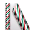 Feestelijke rood en groen gestreepte 80g gealuminiseerde kerstcadeaupapier rol voor vakantie - Linten Carnaval / 1 Rol (43cm*3m)