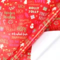 Rote Weihnachts-Geschenkpapierrolle mit festlicher farbiger Typografie - Neon Wünsche / 43cm*3m