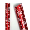 Feestelijke rode kerstcadeaupapierrol met witte HO HO HO- en sneeuwvlokpatronen - Sneeuw Kerstlied / 1 Rol (43cm*3m)