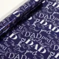 Dark blue gift wrapping paper with metallic silver Dad pattern for Father's Day - Father's Day Series - Text (Dad) / 43X300CM