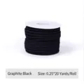 Detail of graphite black faux suede cord wound on a white spool for gift wrapping. - 0.25 Width / 20 Yards Pack / Black